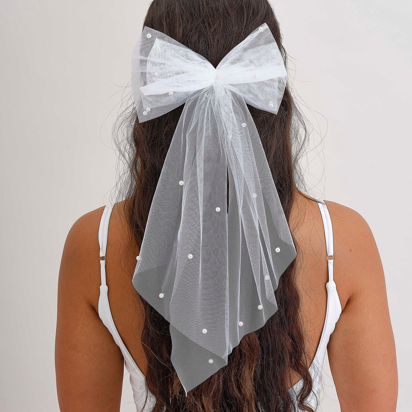 Ginger Ray White Hair Bow with Pearls