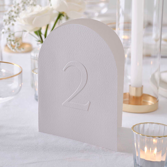 Ginger Ray White Embossed Card Table Numbers